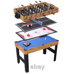 48in Folding Portable Combination Game Table Set With Ping Pong, Air Hockey, Po