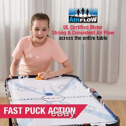 4Ft Air Powered Hockey Table With Interactive Led Light-Up Scorer Arcade Game