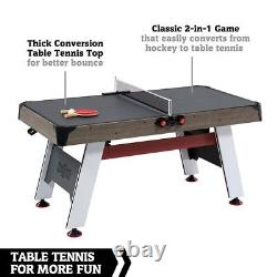 5.5' Arcade Air Powered Hockey Table and Tennis Top 2-in-1 with Pusher, Puck