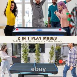 5 Ft Air Hockey, 2-in-1 Hockey Game Table with Table Tennis Top, Multi Game T