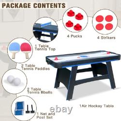 5 Ft Air Hockey, 2-in-1 Hockey Game Table with Table Tennis Top, Multi Game T