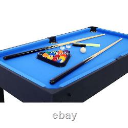 5 in 1 Game Table Billiards Foosball Air Hockey Pong Basketball Black Blue