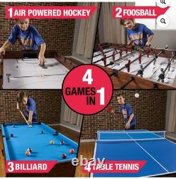 54 4-In-1 Multi Game, Pool Table, Table Tennis Pong Table, Air Hockey, Foosball