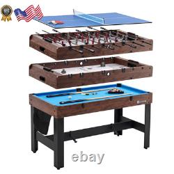 54 4-In-1 Multi Game Pool Table Tennis Pong Table Air Hockey Foosball NEW