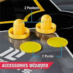 54 Air Hockey Game Table, Overhead Electronic Scorer, Black/Yellow