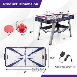 54 Air Hockey Game Table with2 Pushers Pucks Adjustable Foot Pads LED Scoreboard