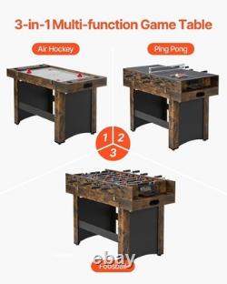 54 Air Hockey Table 3-in-1 Air Powered Combo Table Hockey Ping Pong Foosball
