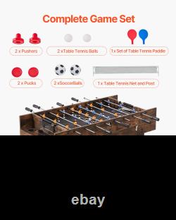 54 Air Hockey Table 3-in-1 Air Powered Combo Table Hockey Ping Pong Foosball