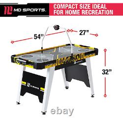 54 Inch Air Hockey Game Table, Overhead Electronic Scorer Black/Yellow NEW