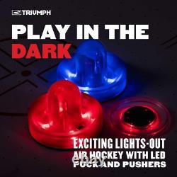 54 Triumph Sports Fire'n Ice LED Light-Up Air Hockey Table with 2 LED Pushers