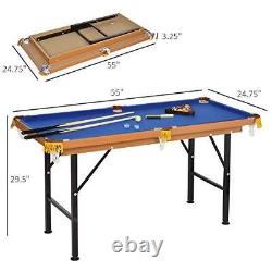 55 Portable Folding Billiards Table Game Pool Table for Whole Family Blue