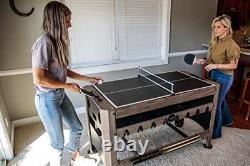 56 4-in-1 Swivel Multi-Game Table Air Hockey, Billiards, Foosball, Ping