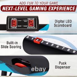 56 Air-Powered Hockey Table 12V Sport Game Pushers Pucks LED Scoreboard Blue