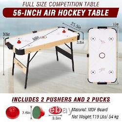 56 Air-Powered Hockey Table 12V Sport Hockey Game Pushers Pucks LED Scoreboard