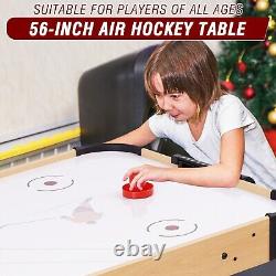 56 Air-Powered Hockey Table 12V Sport Hockey Game Pushers Pucks LED Scoreboard