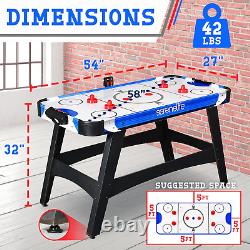 58 Air Hockey Game Table with Motor, Digital LED Scoreboard, Puck Dispenser & C