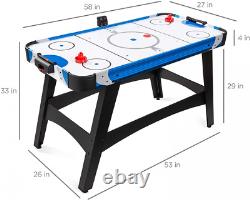 58 Inch Air Powered Hockey Table With 2 Puck 2 Pusher Paddles And Led Scoreboard