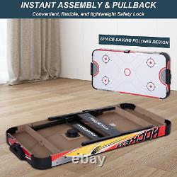 58In Folding Air Hockey Table, LED Electronic Scoring Sports Hockey Game, Hockey