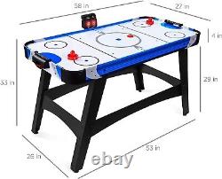 58in Mid-Size Arcade Style Air Hockey Table for Game Room, Home, Office