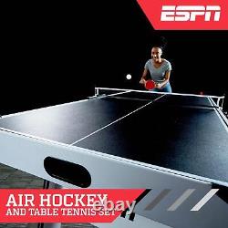 6' Arcade Air Powered Hockey Table And Tennis Top Combo Game Set With Accessories