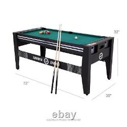 6 FT 4-In-1 Rotating Swivel Multigame Table with Air Powered Hockey, Table and