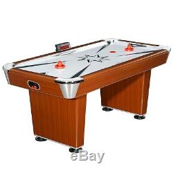 6 Foot Air Hockey Table Game Room LED Electronic Scoreboard Cherry Wood Finish