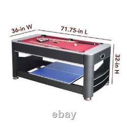 6 ft. Triple Threat 3-in-1 Multi-Game Table Billiards, Air Hockey Table Tennis