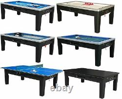 6 in 1 COMBO GAME TABLEPOOLAIR HOCKEYPING PONGROULETTEPOKERDINING in BLACK