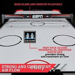 60 Air Hockey Game Table, LED Overhead Electronic Scorer, Red/Black
