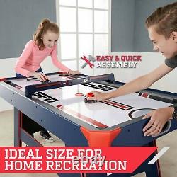 60 Inch Air Powered Hockey Table With Overhead Electronic Scorer Blue Red