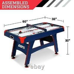 60 Inch Air Powered Hockey Table With Overhead Electronic Scorer Blue Red