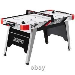 60Air Hockey Game Table, LED Overhead Electronic Scorer, Quick Assembly Red/Black