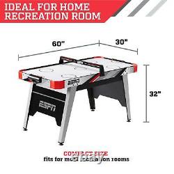 60Air Hockey Game Table, LED Overhead Electronic Scorer, Quick Assembly Red/Black