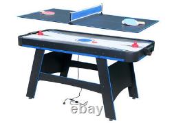 60in Pool Table, Air-Hockey, Table Tennis, Multi-Game Table 2-in-1 Black