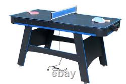 60in Pool Table, Air-Hockey, Table Tennis, Multi-Game Table 2-in-1 Black