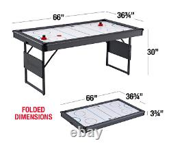 66 Foldable Powered Air Hockey Table Set with 2 Pushers And Two Pucks Shop Now