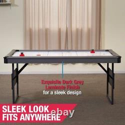 66 Foldable Powered Air Hockey Table Set with 2 Pushers And Two Pucks Shop Now