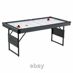 66 Inch Foldable Powered Air Hockey Table Set With Two Pushers And Two Pucks