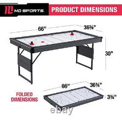 66 Inch Foldable Powered Air Hockey Table Set With Two Pushers And Two Pucks New