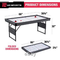 66 Inch Foldable Powered Air Hockey Table Set With Two Pushers And Two Pucks New