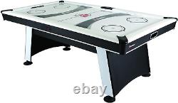 7' Air Hockey Table with Electronic Scoreboard, Overhang Rails, Leg Levelers
