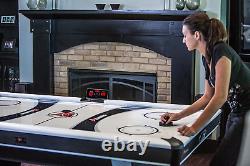 7' Air Hockey Table with Electronic Scoreboard, Overhang Rails, Leg Levelers