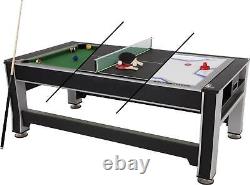 7 Ft Multi-Game Rotating Swivel Air Hockey Billiards Pool And Table Tennis Table