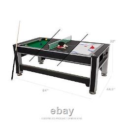 7 Ft Multi-Game Rotating Swivel Air Hockey Billiards Pool And Table Tennis Table