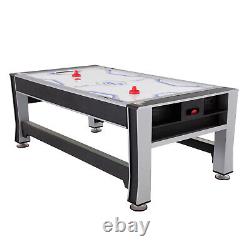 7 Ft Multi-Game Rotating Swivel Air Hockey Billiards Pool And Table Tennis Table