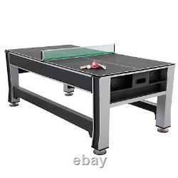 7 Ft Multi-Game Rotating Swivel Air Hockey Billiards Pool And Table Tennis Table