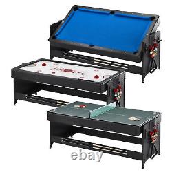 7' Pool Table, Air-Hockey, Table Tennis, Multi-Game Ping Pong Blue 3-in-1