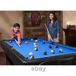 7' Pool Table, Air-Hockey, Table Tennis, Multi-Game Ping Pong Blue 3-in-1