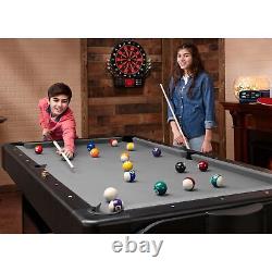 7' Pool Table, Air-Hockey, Table Tennis, Multi-Game Ping Pong Grey 3-in-1
