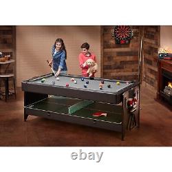 7' Pool Table, Air-Hockey, Table Tennis, Multi-Game Ping Pong Grey 3-in-1